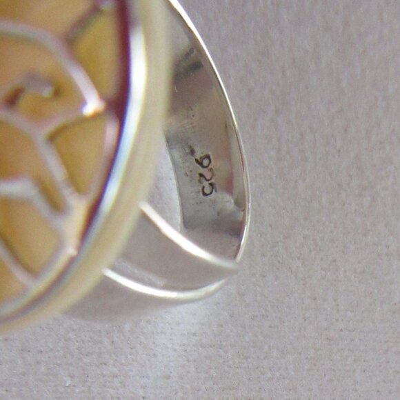 Sterling silver & mother of pearl Tree of Life adjustable ring - Picture 6 of 9